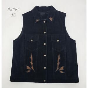 Vintage AGAPO Collection Genuine Suede Leather Western/ Biker Vest – Size 1X